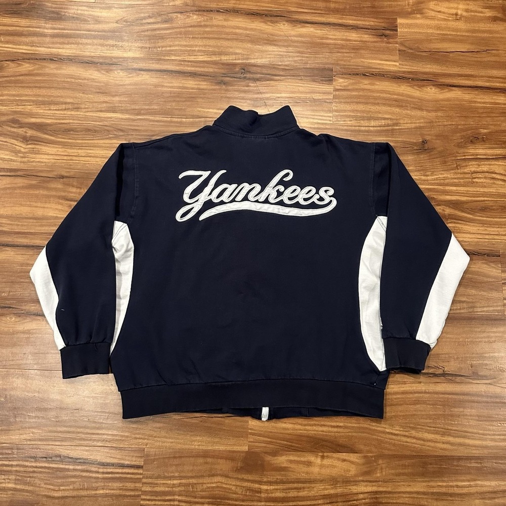 New York Yankees Jacket Mens 2XL Blue MLB Baseball Majestic Full Zip Warm Up